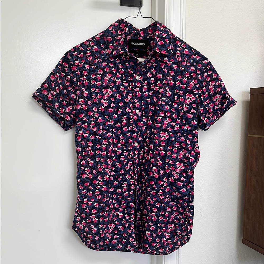 Bonobos Pink and Blue Casual Button Down Shirt
